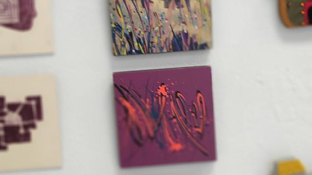 Detail of the 100cm² exhibition at Carla-Bayle in Ariège, France